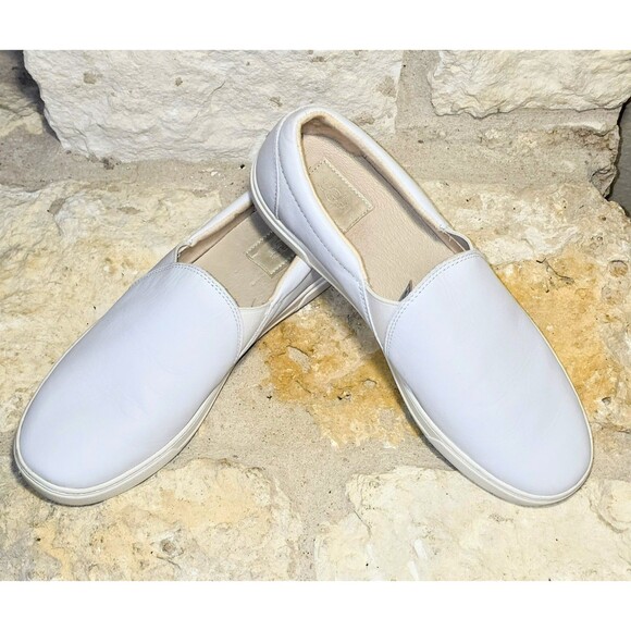 Whites Shoes - UGG Kitlyn Womens 10 Leather White Slip On Classic Sneaker Heel‎ Cushion 1102292